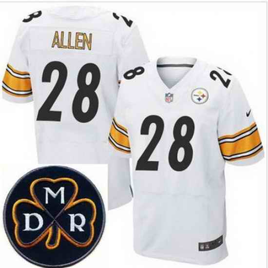 Men's Nike Pittsburgh Steelers #28 Cortez Allen White Stitched NFL Elite MDR Dan Rooney Patch Jersey